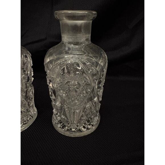 Antique Pressed Glass Perfume Bottles Set of 2 5.5” Tall Heavy Cottagecore - Picture 4 of 11